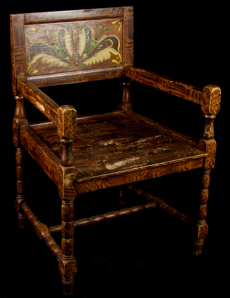1900s Folk Art Kurbits Carver Chairs